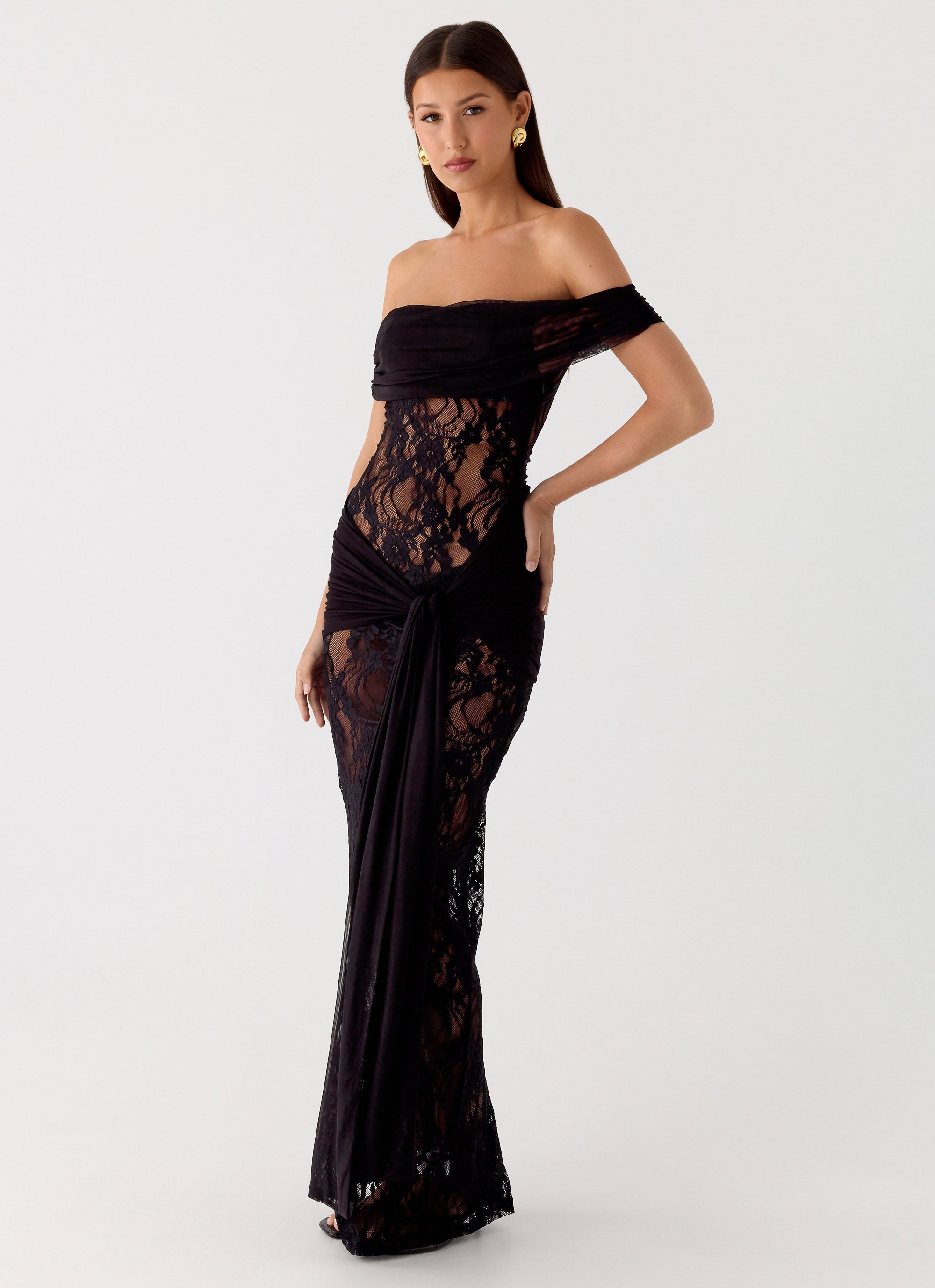 Gracie Twist Maxi Dress - Black