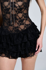 I'M OUTSIDE BACKLESS LACE MINI DRESS