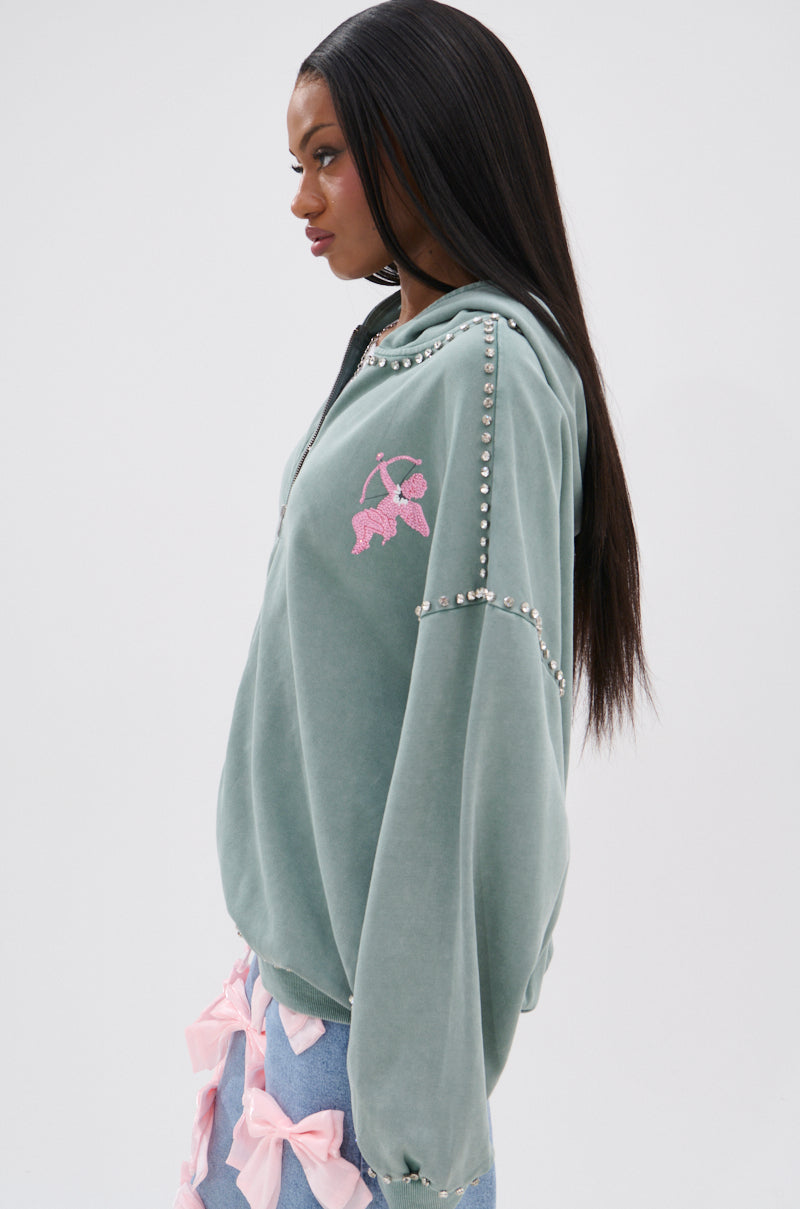 HAND MADE ZIP UP SWEATSHIRT