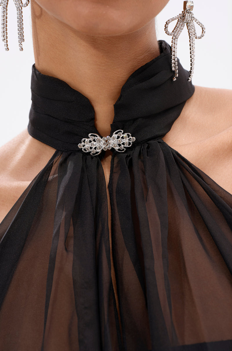 GLOWING CHIFFON BLOUSE IN BLACK