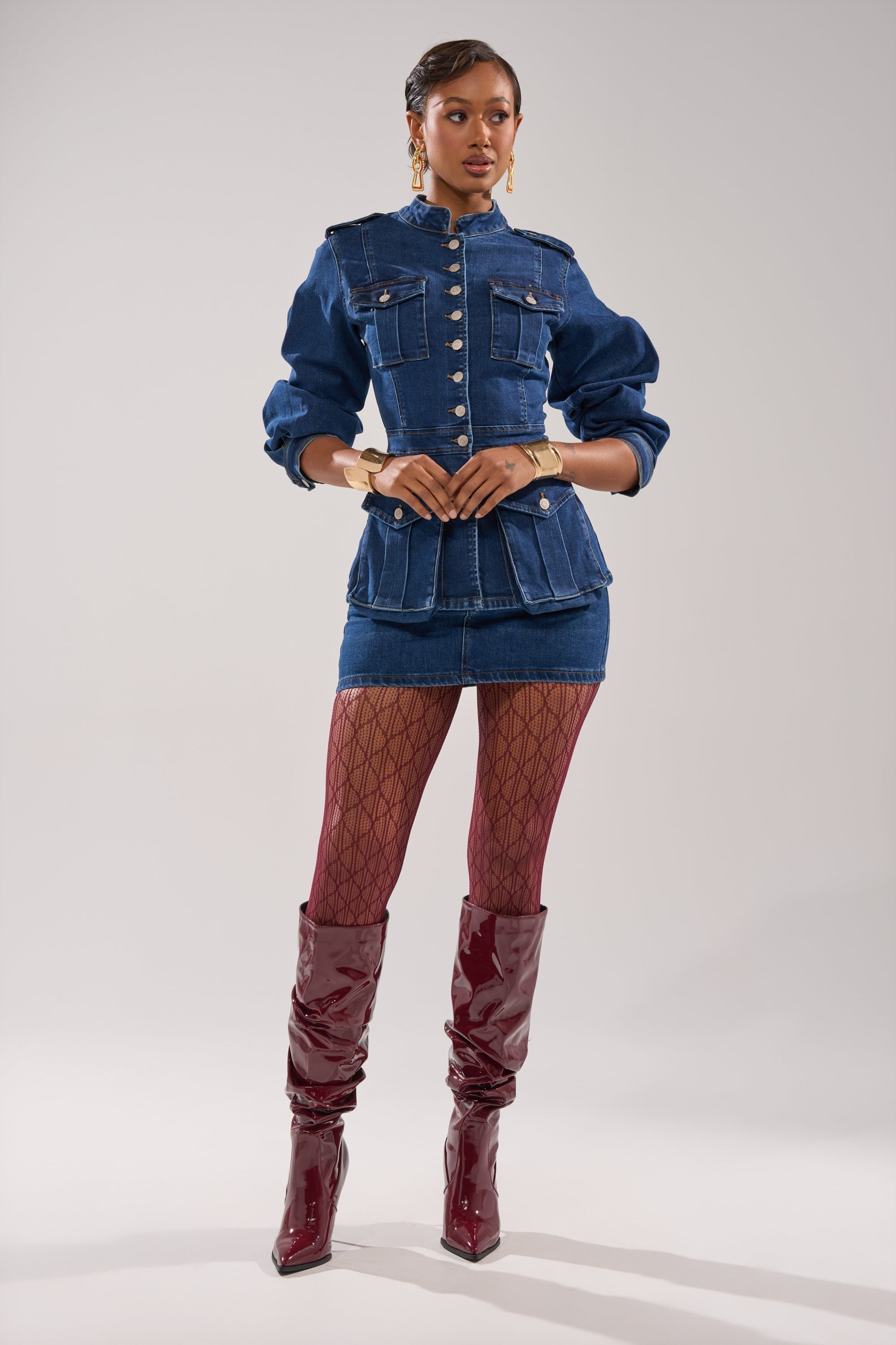 CRAZY FOR YOU LONG SLEEVE DENIM BUTTON DOWN
