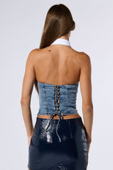 CASUAL FRIDAY DENIM CORSET TOP