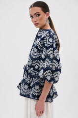 MELODY DENIM EYELET BLOUSE