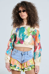 LIFE IS BUT A DREAM OFF THE SHOULDER SWEATSHIRT