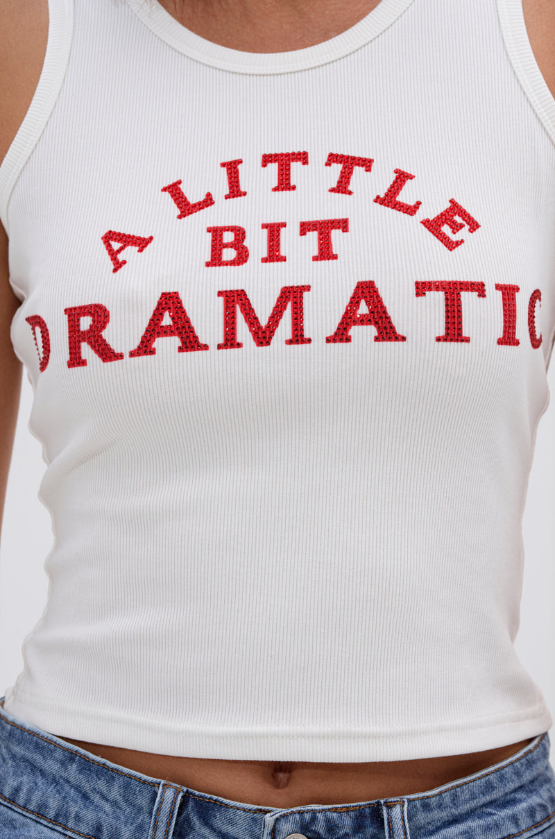 A LITTLE DRAMATIC EMBELLISHED TANK TOP