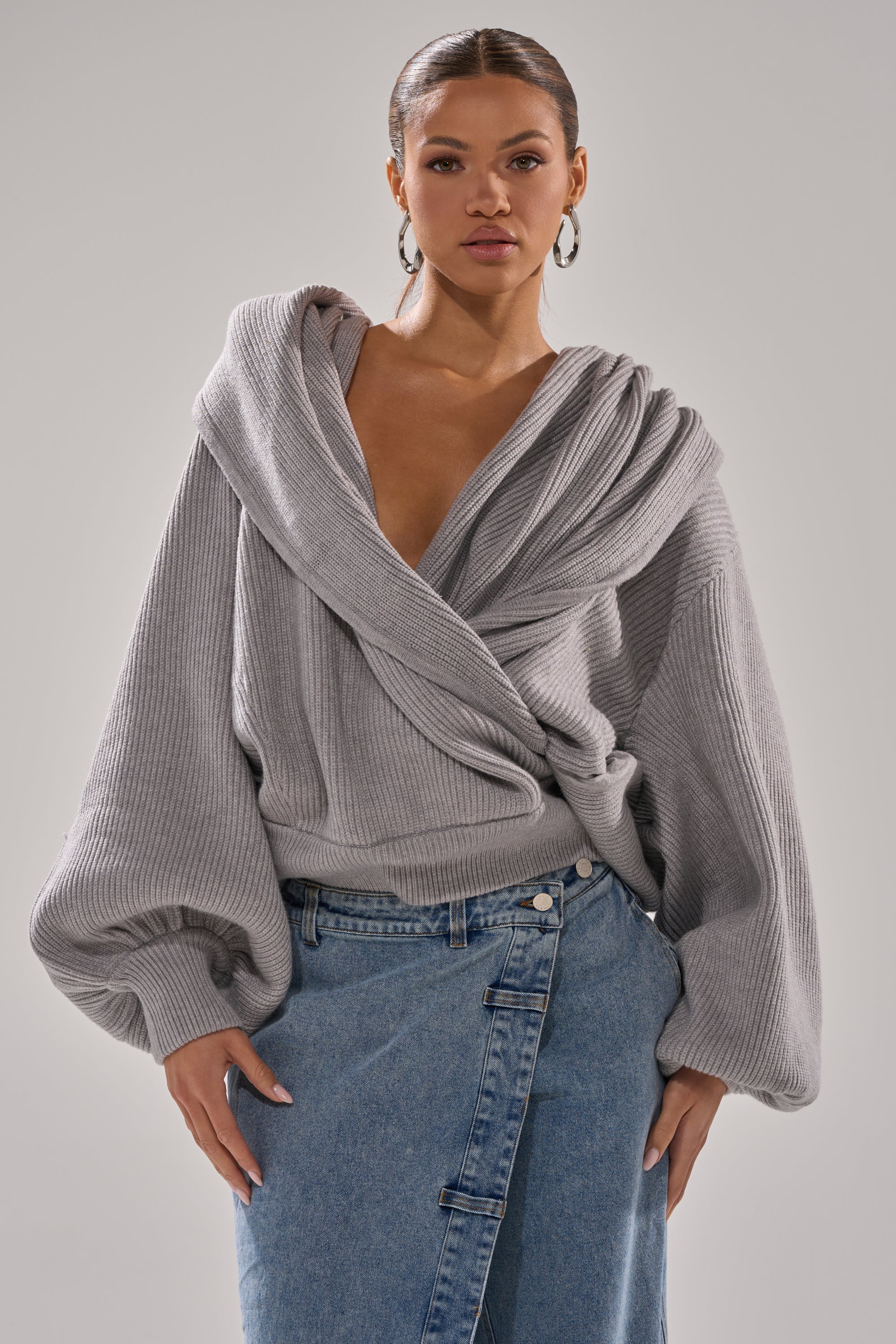 CRAZY FOR YOU CROSS FRONT SWEATER