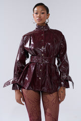 ON FIRE FAUX LEATHER BUTTON DOWN