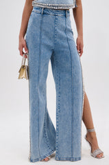 POPPING OUT RHINESTONE DENIM PANT