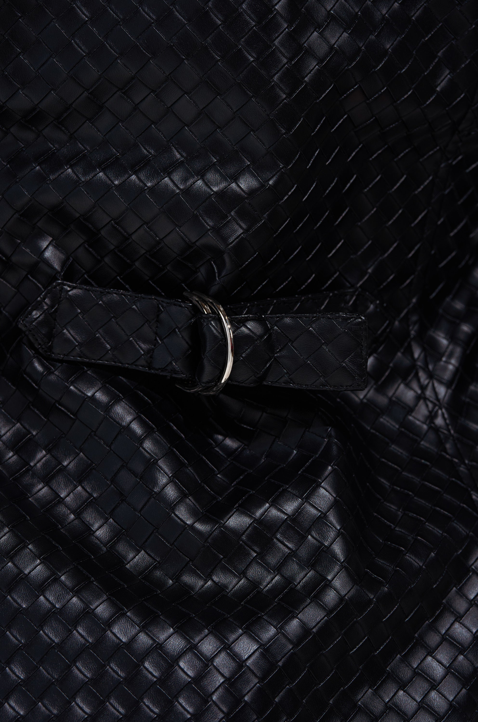 FEELING RICH FAUX LEATHER BUTTON DOWN IN BLACK
