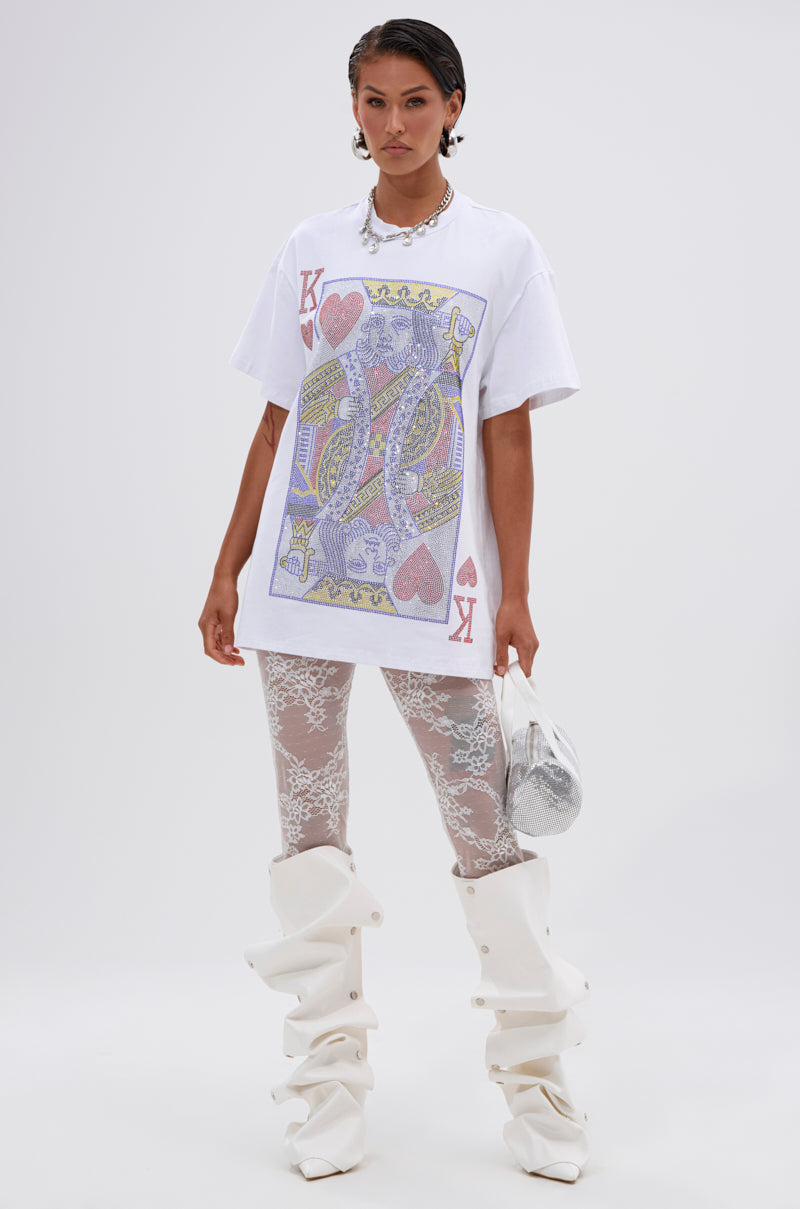KING OF HEARTS OVERSIZED TEE IN WHITE