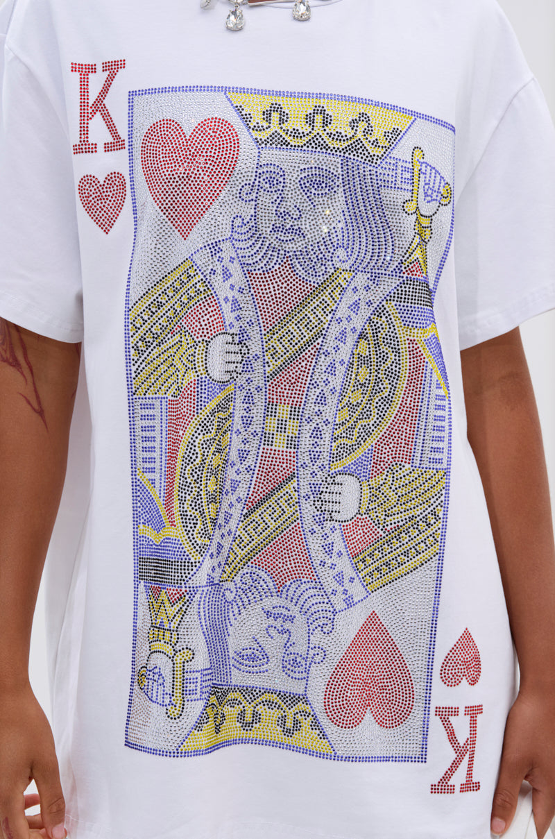 KING OF HEARTS OVERSIZED TEE IN WHITE