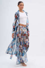 LIVING THE LIFE PLAID MESH TRENCH