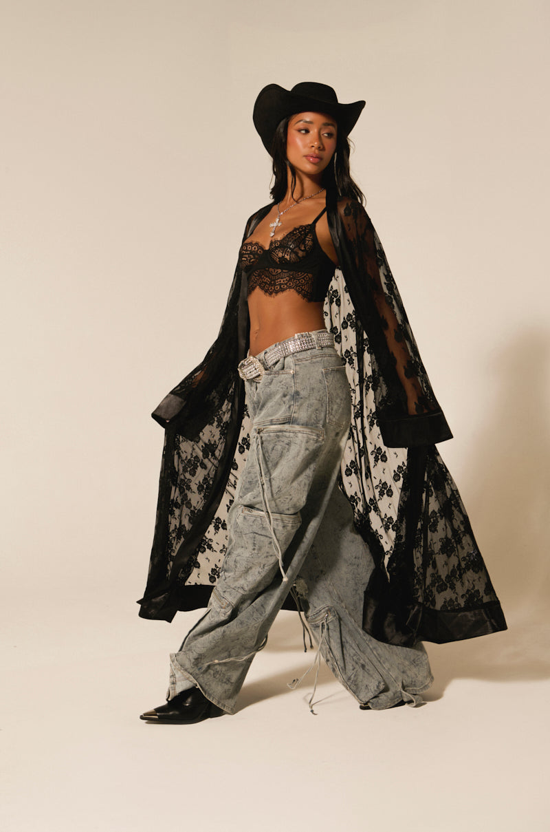 BORA BORA LACE DUSTER IN BLACK