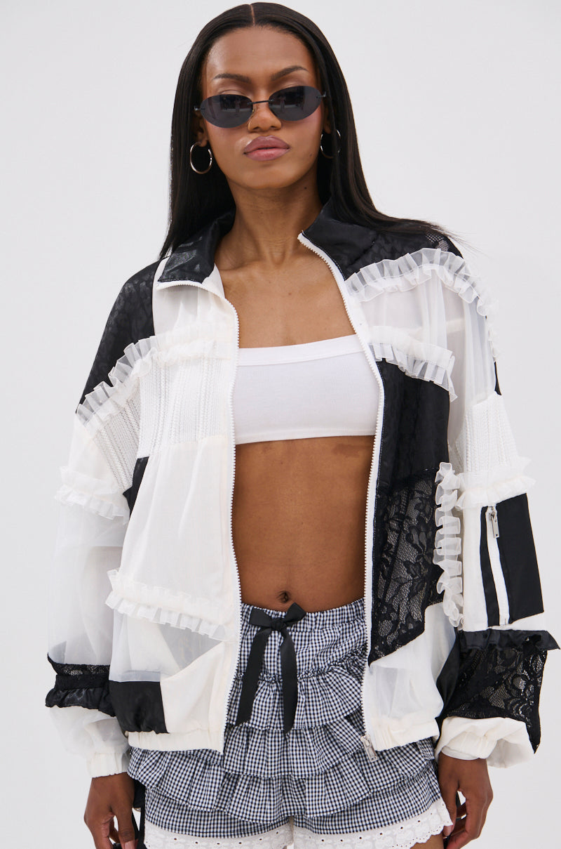 BLACK DAHLIA PATCHWORK BOMBER