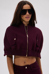 LYNX LAYERED BOMBER JACKET IN BURGUNDY
