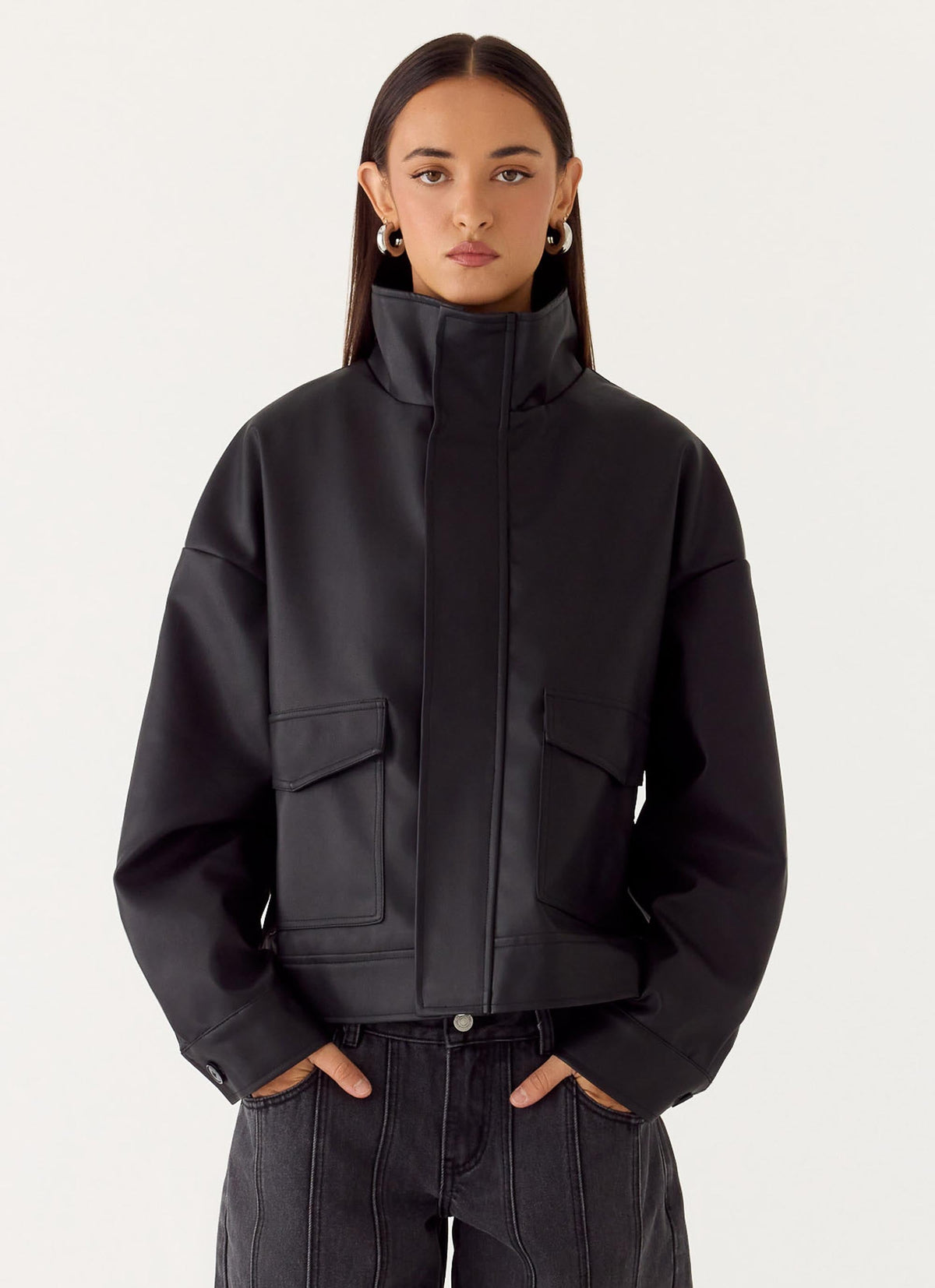 James PU Bomber Jacker - Black