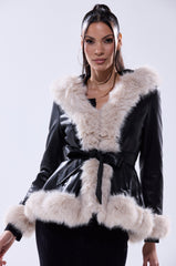HOODED KENZY FUR TRIM MOTO