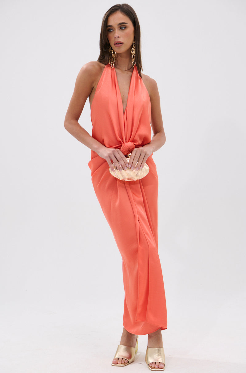 KNOT MY PROBLEM SATIN MIDI DRESS