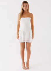 Martha Ruffle Mini Dress - White