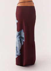 Michelle Maxi Skirt - Maroon Print