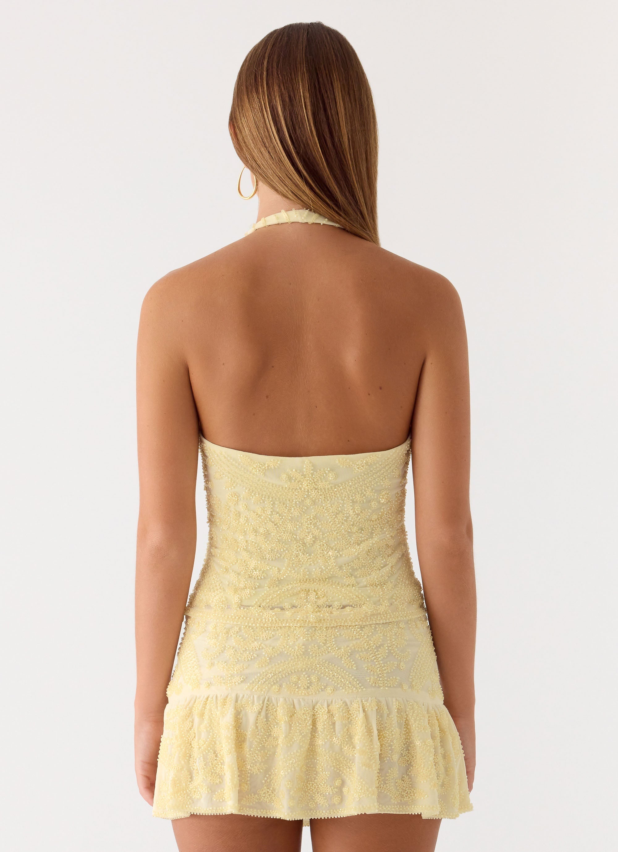 Mimi Beaded Mini Skort - Yellow