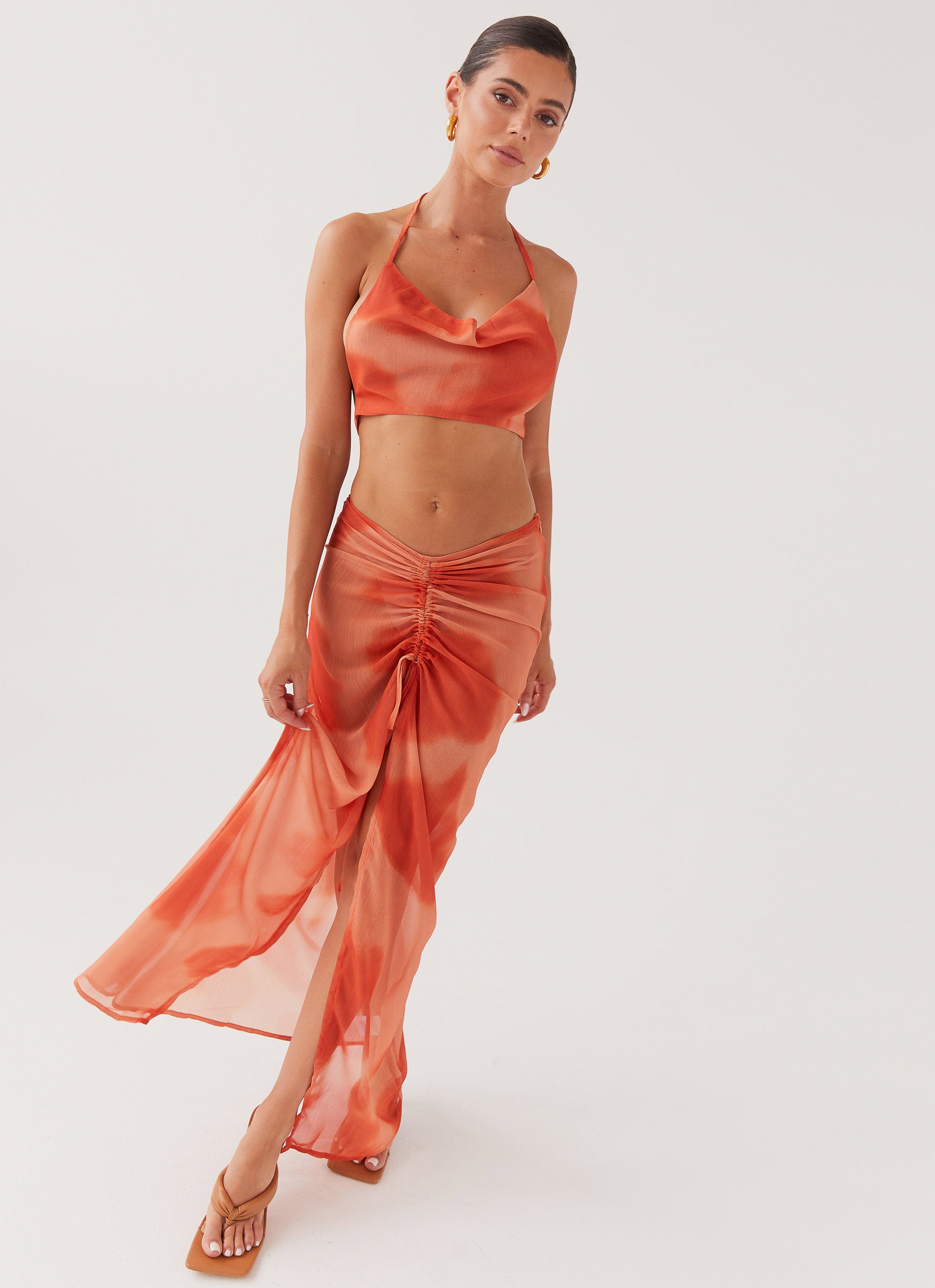 Zenta Cowl Neck Top - Copper