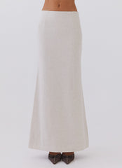 Born For Bordeaux Linen Midi Skirt - Oatmeal