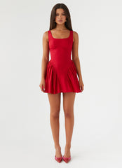 Sassy Soiree Corset Mini Dress - Red
