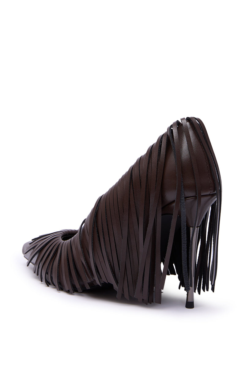 AZALEA WANG RALPH CHOCOLATE FRINGE CLASSIC PUMP