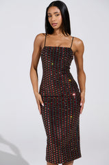 RENEE RHINESTONE MIDI DRESS