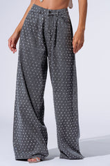 DAZZLED RHINESTONE STUDDED DENIM PANTS IN BLACK