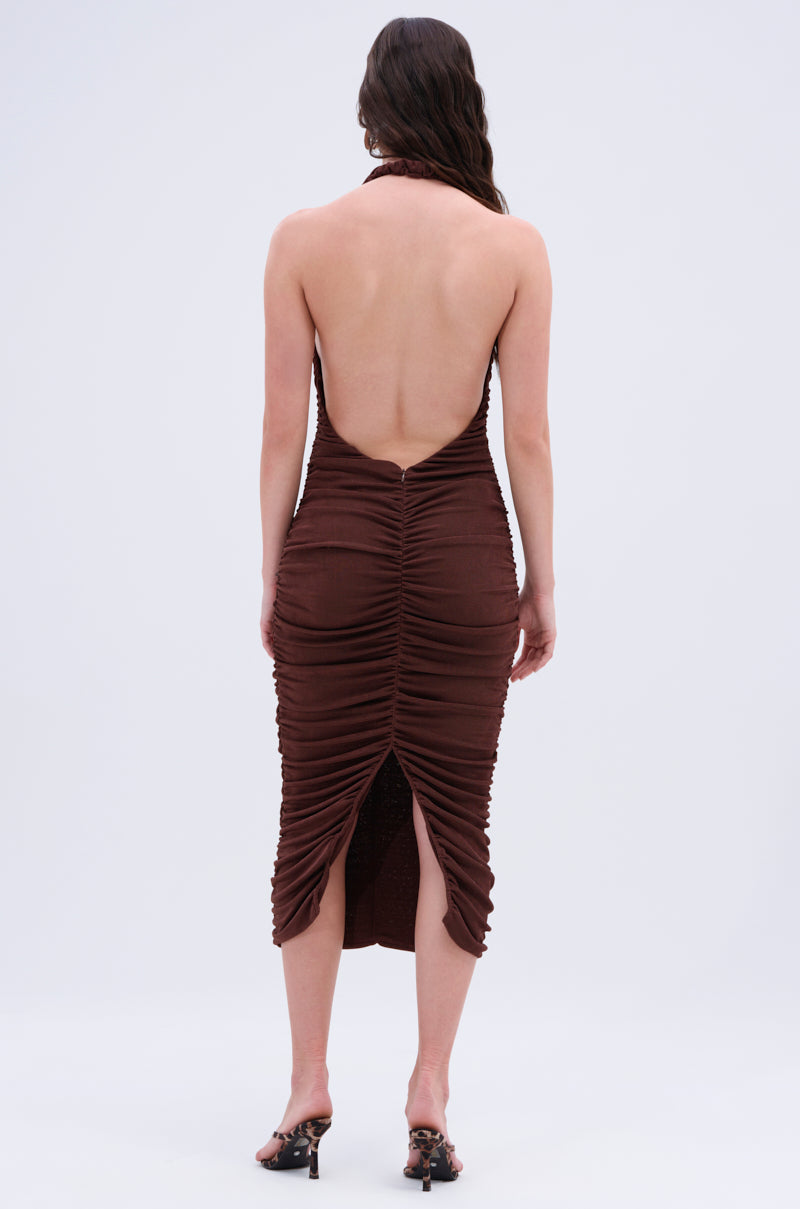 BODY ODDY MIDI DRESS IN BROWN