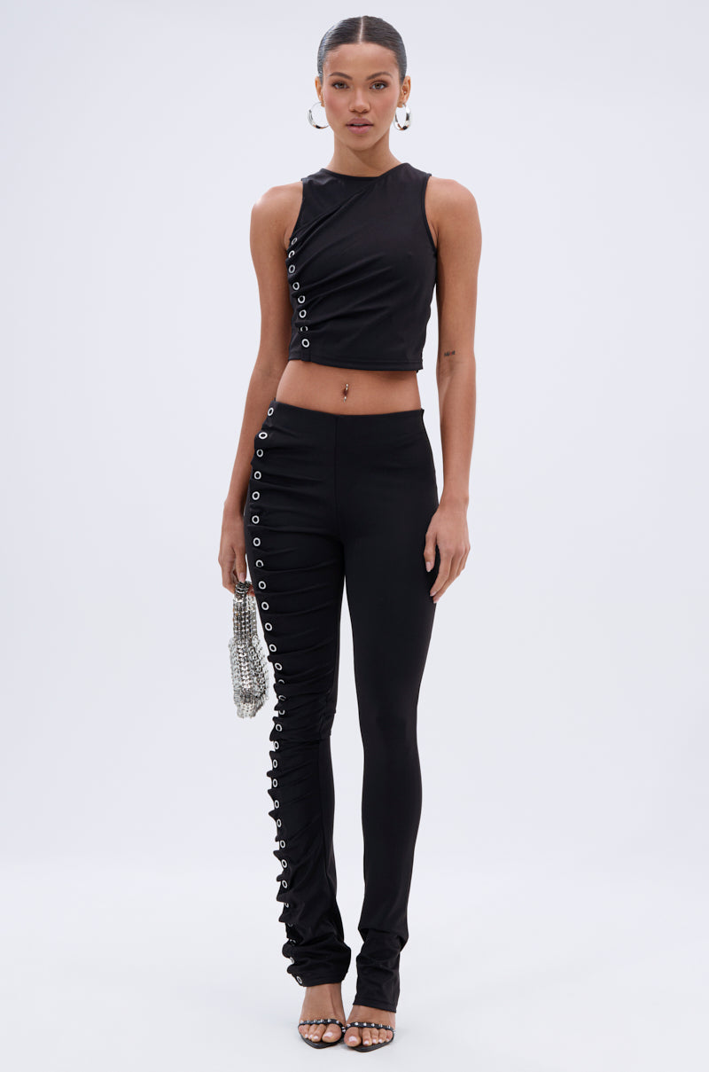 GROMMET DETAIL RUCHED PANT
