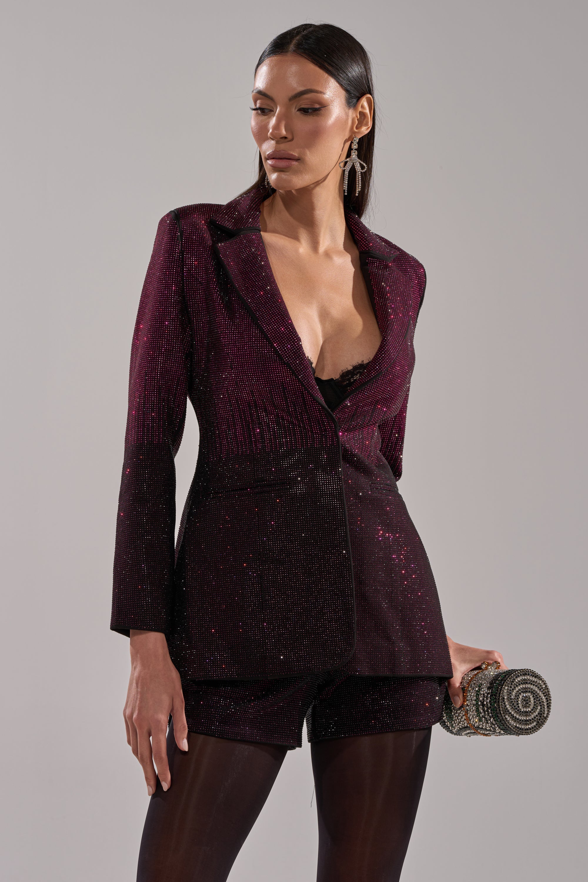 RAISE A GLASS RHINESTONE BLAZER