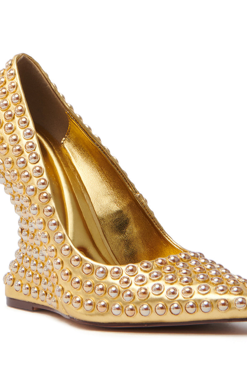 AZALEA WANG TERYN GOLD WEDGE PUMP