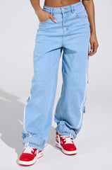 LEAVE IT ON THE TRACK RELAXED LEG DENIM PANTS