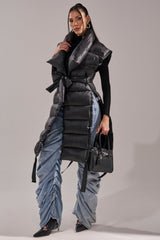 PILOT JONES LONG LINE PUFFER VEST IN BLACK