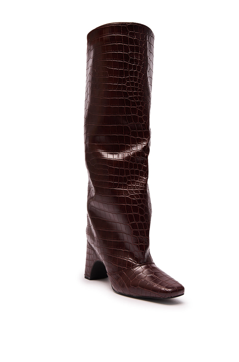 AZALEA WANG WELLS NEW BURGUNDY CROC BOOT