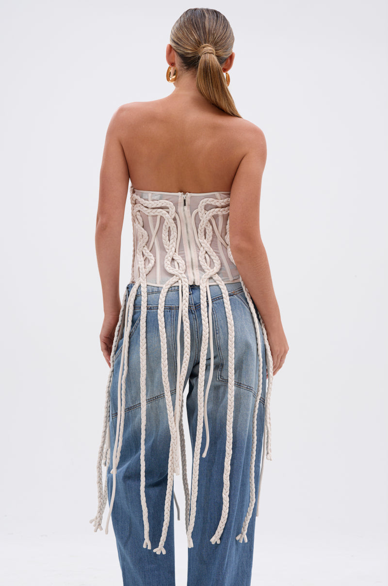 NEVER LOST TASSEL MESH CORSET
