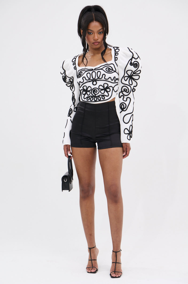 FRIEDA PUFF LONG SLEEVE CROPPED BLOUSE