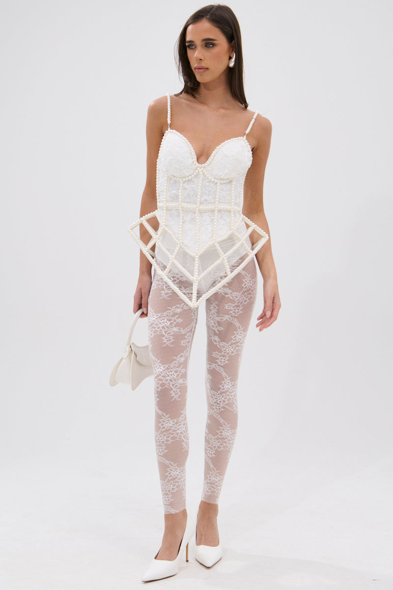 PEARL QUEEN CORSETED CAGE TOP