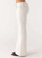 Zadie Low Rise Cord Jeans - Pearl