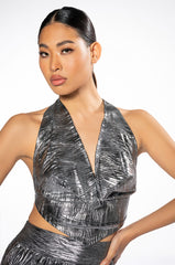 ABOVE ALL METALLIC CROP TOP