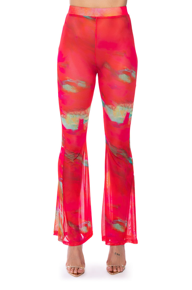 ARI PRINTED MESH FLARE LEGGING