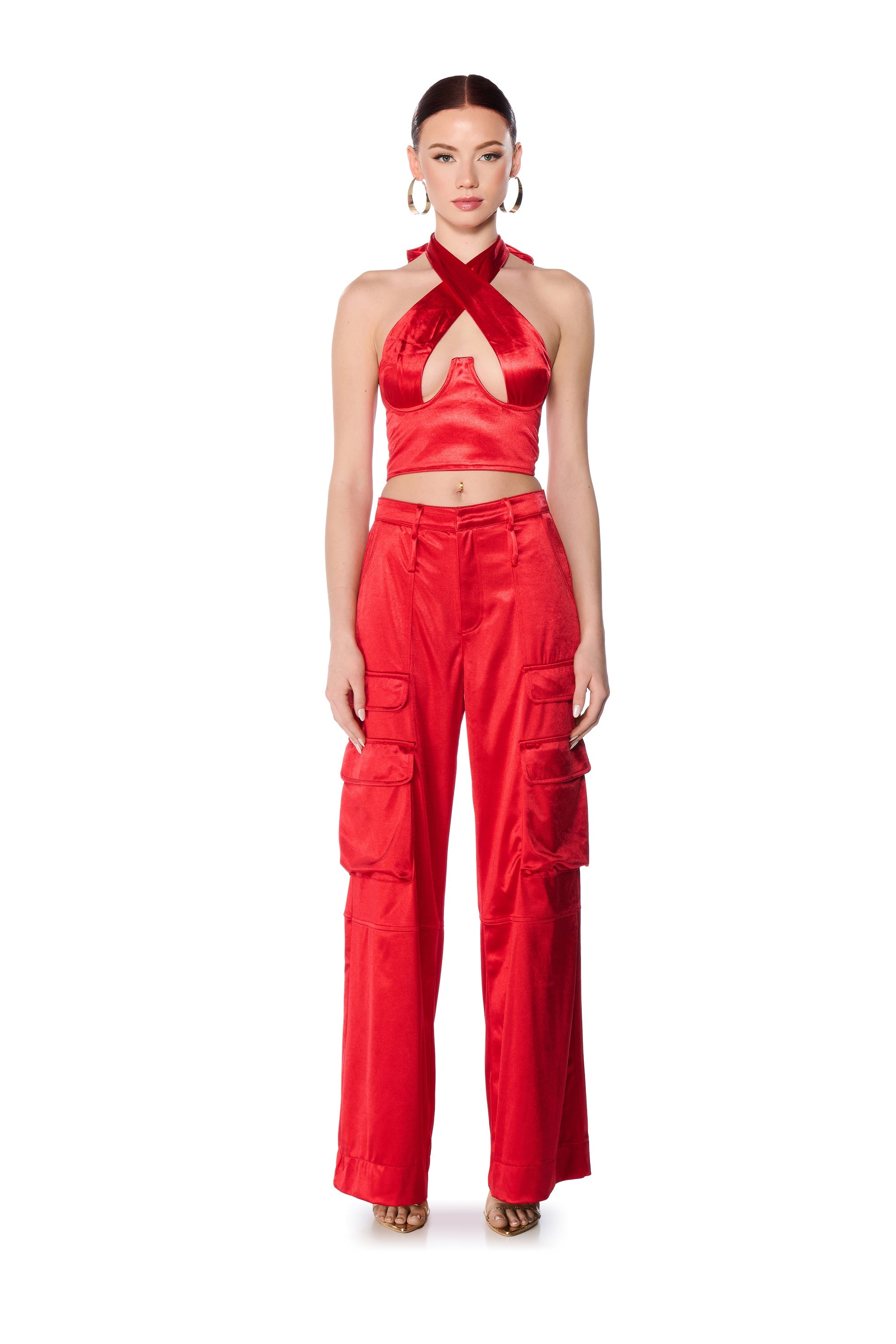 ASTRA WIDE LEG CARGO IN RED