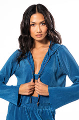 ASTRID PLEATED FRONT ZIP HOODIE