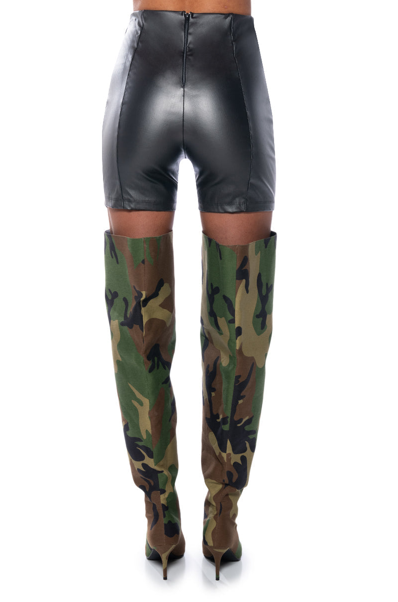 AVA FAUX LEATHER BIKER SHORTS