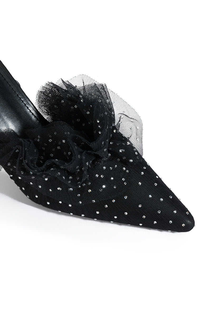 AZALEA WANG HAWAII EMBELLISHED TULLE PUMP IN BLACK
