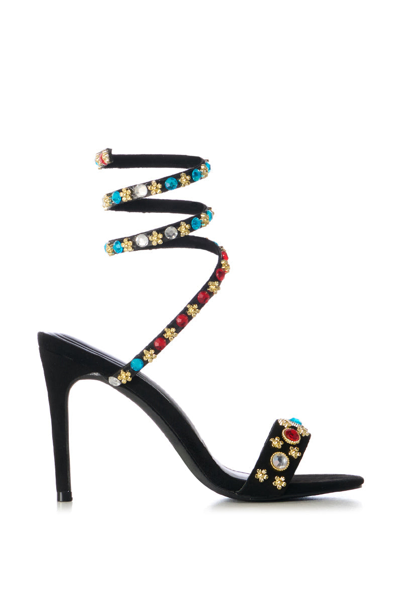 AZALEA WANG ABU BLACK EMBELLISHED COIL SANDAL