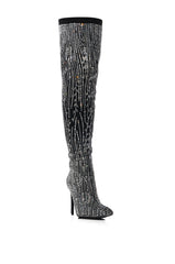 AZALEA WANG ANALIA RHINESTONE SPARKLE STILETTO BOOT IN BLACK